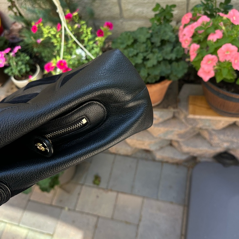 COACH Black Patchwork Textured Leather Shoulder B… - image 6